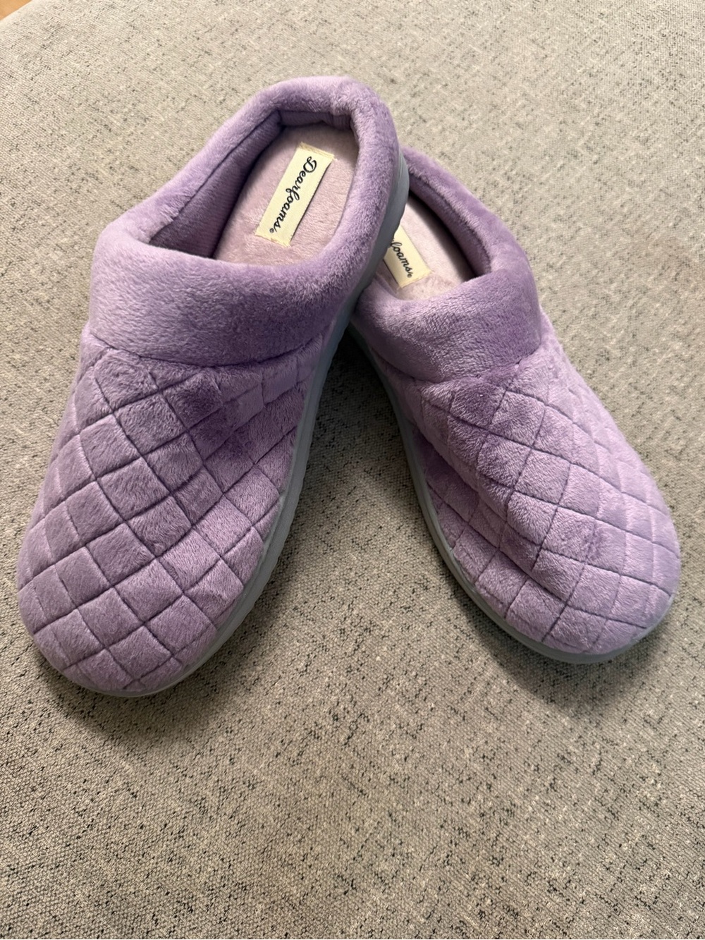 New dearfoams Quilted Plush Slip-On Clog - Lavender Purple, never use size 9-10